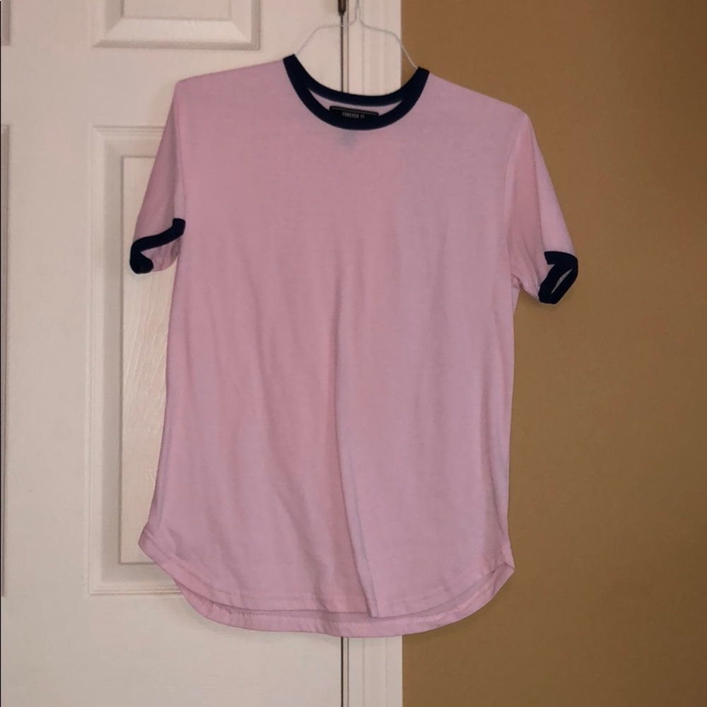 Forever 21 size L tee shirt pink/Navy